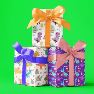 Kids Dinosaur Birthday  Inpakpapier Vel