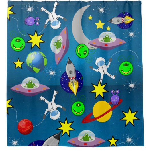 Kids Douche rideau Astronaut Espace Aliens (Devant)