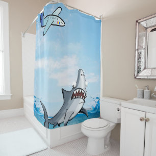 Kids Douche Rideau Shark bleu Avion