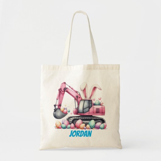 Kids Easter Tote Bag – Construction Truck & Eggs (Devant)