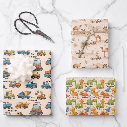 Kids Eid Mubarak Wrapping Paper | Boys Set (Voorkant)