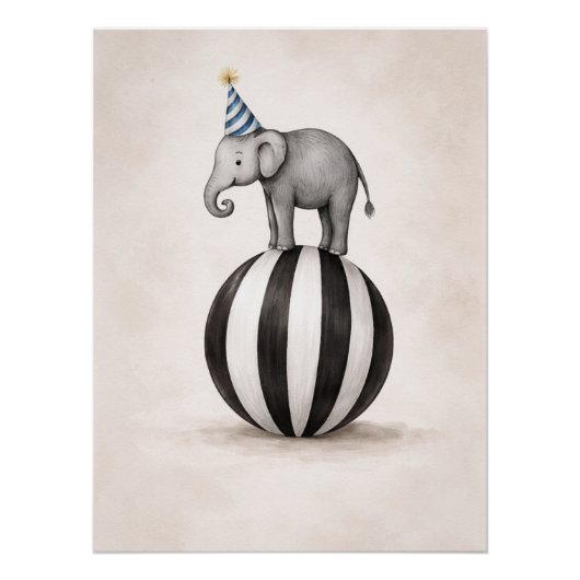 Kids Elephant Circus Theme Poster (Devant)