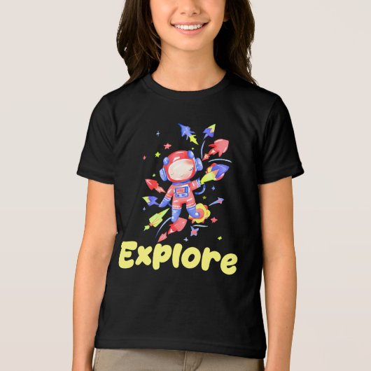 Kids Explore Space Tri-Blend Shirt (Voorkant)