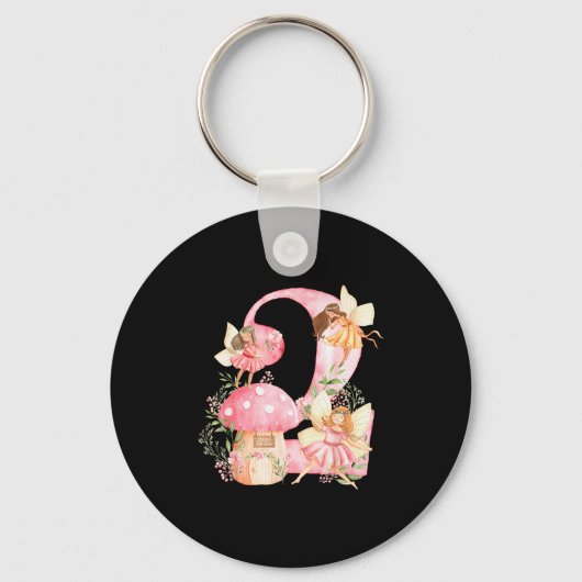 Kids Fairy 2nd Birthday Girl Party Magical Fairy B Sleutelhanger (Voorkant)