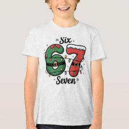 Kids Funny 67 Christmas Lights Holiday Tri-Blend Shirt
