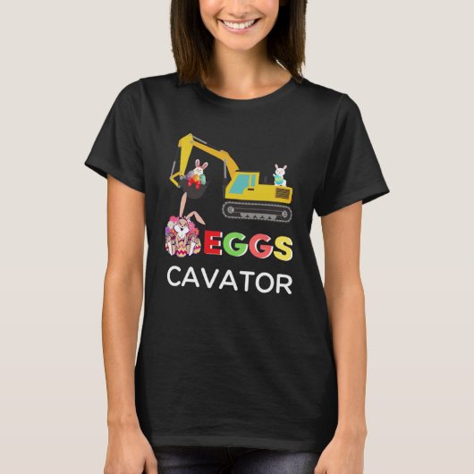 Kids Happy Easter Egg Hunt Bunny Excavator  EggsCa T-shirt (Voorkant)