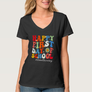 Kids Happy First Day Of School School Secretary Re T-shirt