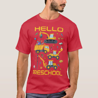 Kids Hello Preschool Retro Truck Construcktion Tod T-shirt