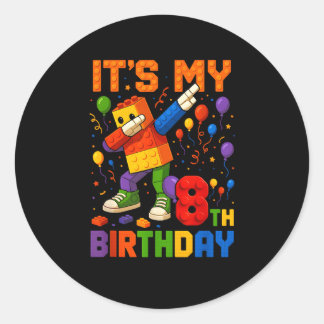 Kids Its My 8th Birthday Building Blocks 8 Years O Ronde Sticker