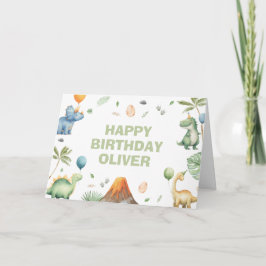 Kids Jurassic Dino Dinosaur Personalized Birthday  Kaart