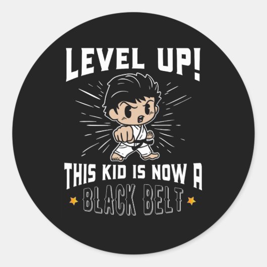 Kids Karate Uniform Black Belt Award T Shirt Gifts Ronde Sticker (Voorkant)