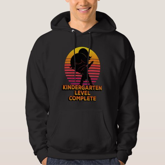 Kids Kindergarten Level Complete Silhouette Dabbin Hoodie (Voorkant)