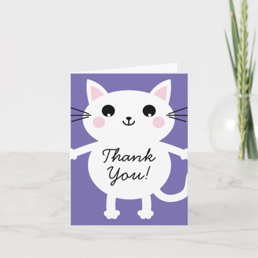 Kids Kitty Chat Cute Merci Cartes Stationnaires (Devant)