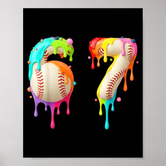 Kids Meme 67 Number Six 6 Seven 7 Ice Cream Drips  Poster (Voorkant)