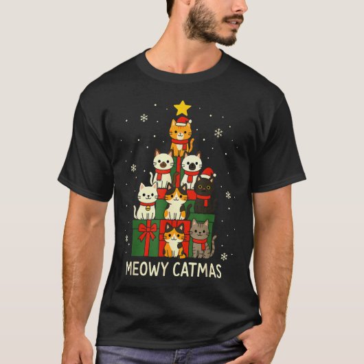 Kids Men Women Meowy Catmas Funny Christmas Cats C T-shirt (Voorkant)