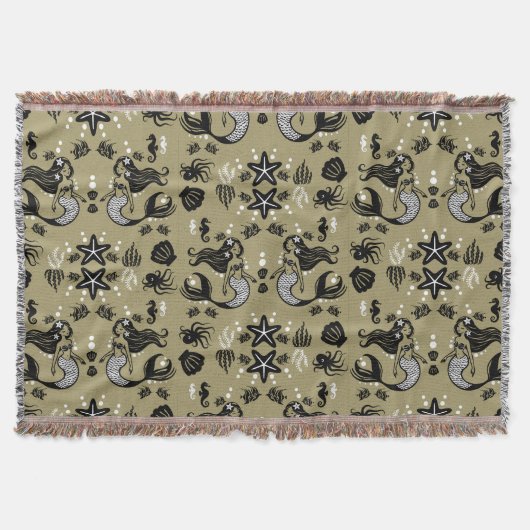 Kids Mermaid Gold Beach Deken (Voorkant)