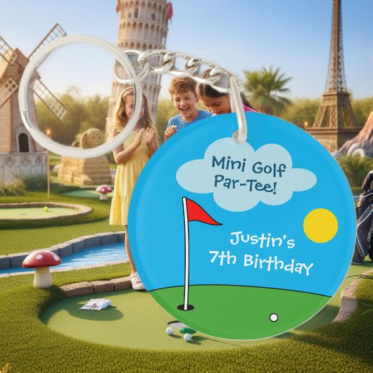Kid's miniature golf Birthday party keychain gift