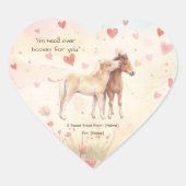 Kids Miniature Horse Valentine Heart Sticker (Devant)