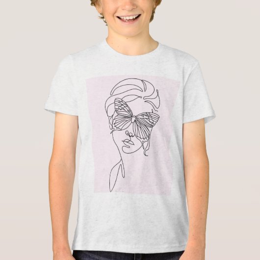 kids minimalist butterfly face art t shirt (Voorkant)