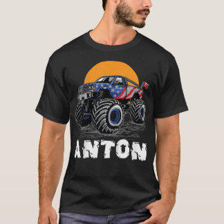 Kids Monster Truck Name Anton Car Gift T-shirt