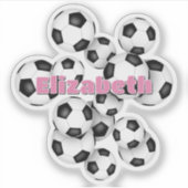 kids name black white soccer balls sticker (Voorkant)