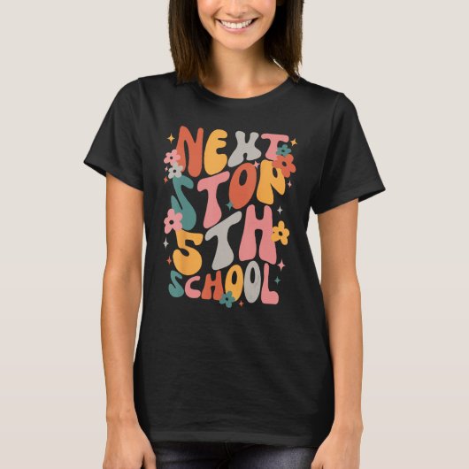 Kids Next Stops 5th Grade Groovy Vibes First Day O T-shirt (Voorkant)
