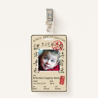 Kids Ninja ID (Customize image & text!) Badge