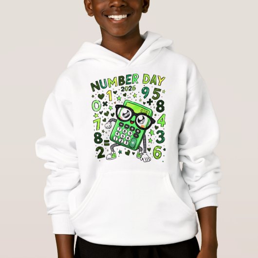 Kids Number Day Hoodie | Maths Calculator Design (Voorkant)