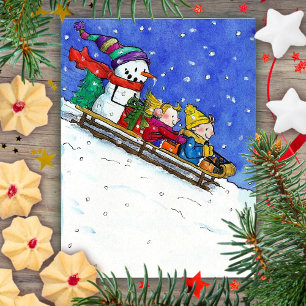 KIDS ON SLED ansichtkaart van Nicole Janes Briefkaart