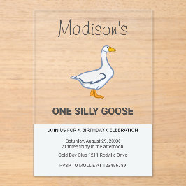 Kids One Silly Goose First Birthday Acryl Uitnodigingen