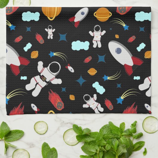 Kid's Outer Space & Astronaut Pattern Theedoek (Gevouwen)