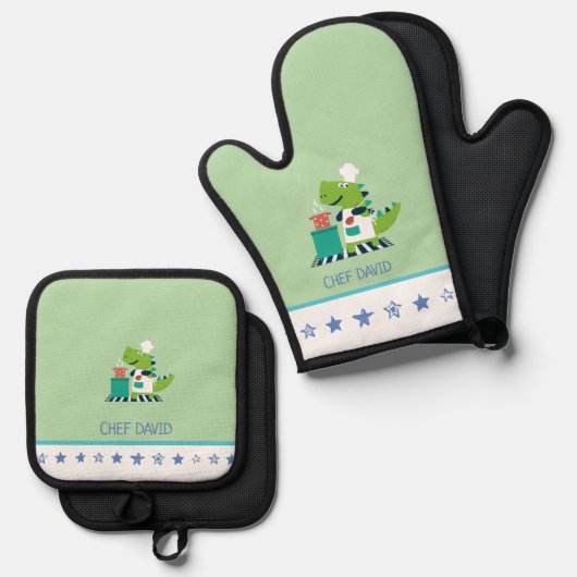 Kids Oven Mitt and Pot Holder Set (Voorkant / Achterkant)