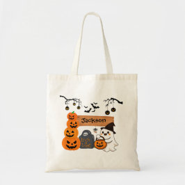 Kids Personalised Halloween Trick or Treat  Tote Bag
