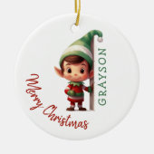 Kids Personalized Elf Christmas Tree Keramisch Ornament (Voorkant)