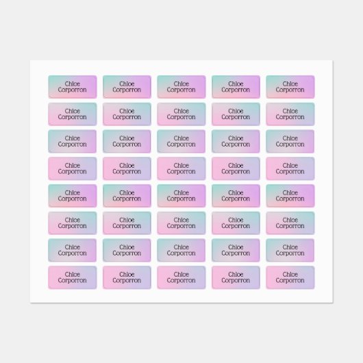 Kids personalized name labels pink purple and teal (Vel)