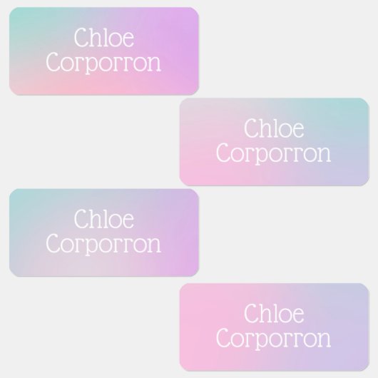 Kids personalized name labels pink purple and teal (Groep)