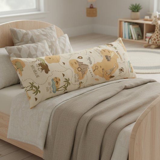 Kid's Personalized Safari Map ID1269 Lichaamskussen