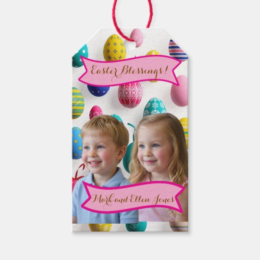 Kids Photos Easter Painted Eggs Cadeaulabel (Voorkant)