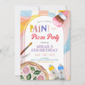 Kids Pizza and Paint Party Birthday Invitation (Devant)