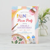 Kids Pizza and Paint Party Birthday Invitation (Debout devant)