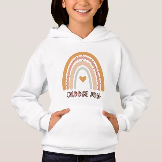 Kids’ Pullover Hoodie – Boho Rainbow “Choose Joy”  (Devant)