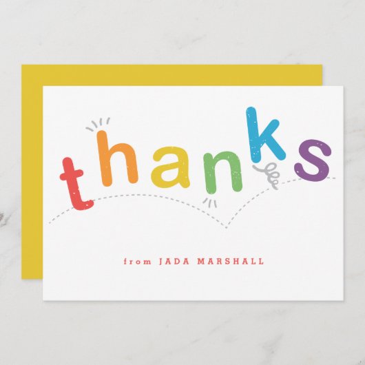 Kids Rainbow Type Bedankkaart (Voorkant / Achterkant)