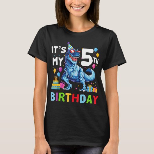Kids Rawr I'm 5 5th Birthday Party T Rex Dinosaur T-shirt (Voorkant)