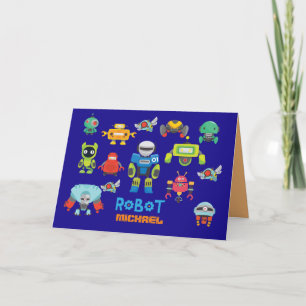 KIDS ROBOT Persoonlijke Blauwe Grappige Cartoon Ro Kaart