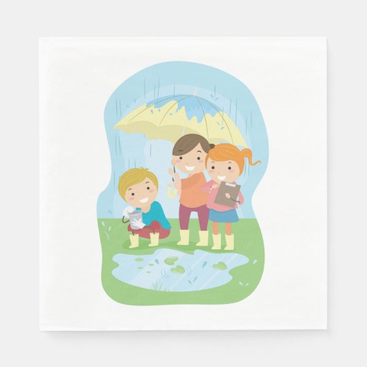 Kids Science Nature Study in Rain Servet (Voorkant)