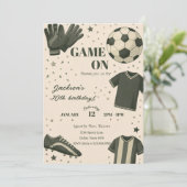 Kids Soccer Themed Birthday Invitation (Debout devant)