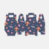 Kids Space Pattern with Rockets & Planets Bedankdoosjes (Uitgevouwen)