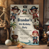 Kids Summer Beach Pirate Birthday Party Kaart