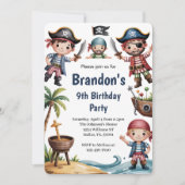 Kids Summer Beach Pirate Birthday Party Kaart (Voorkant)