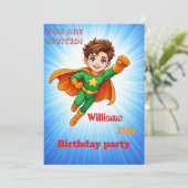 Kids Superhero Birthday Invitation (Debout devant)